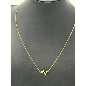 Gold Tone Heartbeat Necklace